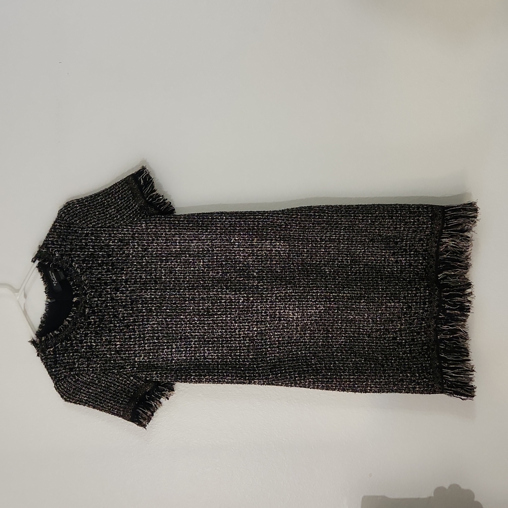 St. John Couture Tweed Embellished Fringe Dress
